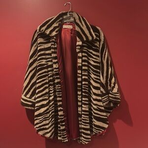 Zebra Print Faux Fur Coat